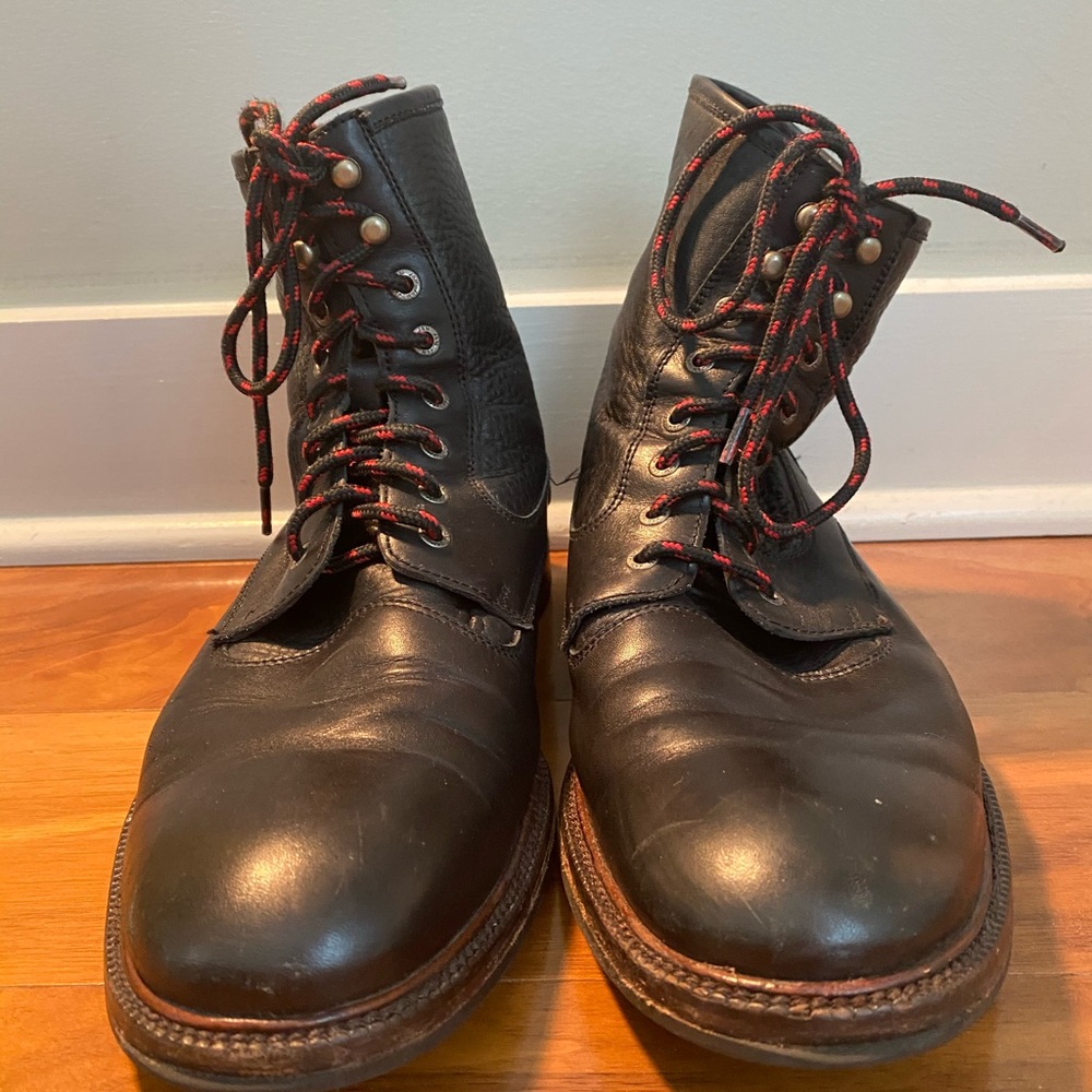 Johnson & Murphy black leather combat boots.